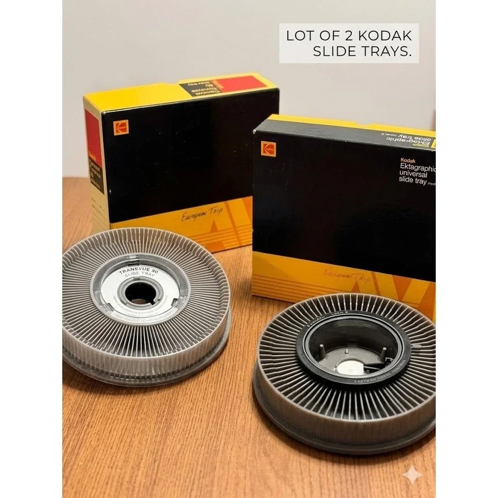 Kodak Carousel Transvue 80 Slide Tray & Ektagraphic Universal Model 2 Lot of 2